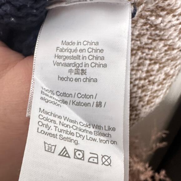 J. CREW Marled Cotton Rollneck Sweater Rugby Stripe Navy Cream Sz L $138 {H13} - Picture 5 of 6